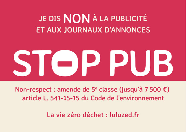 Autocollant Stop Pub aux couleurs de Lulu Zed